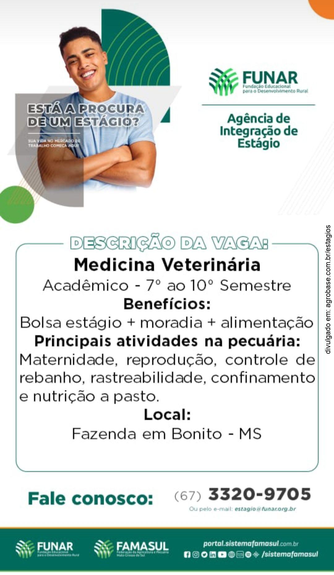 Estágio para estudantes de med. veterinária – Bonito/MS