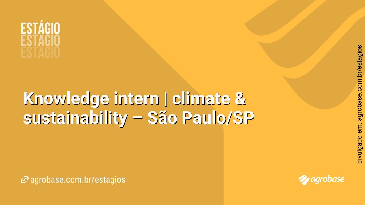 Knowledge intern | climate & sustainability – São Paulo/SP