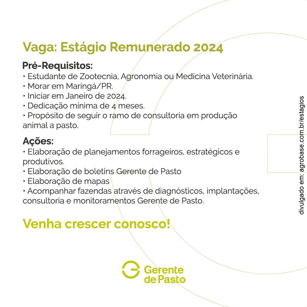 Estágio forragicultura 2024 – Maringá/PR