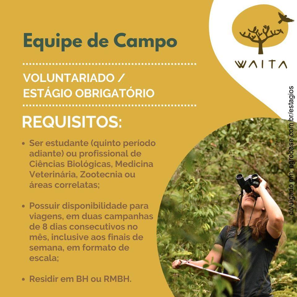 Vagas para voluntariado e estágio obrigatório – Belo Horizonte/MG