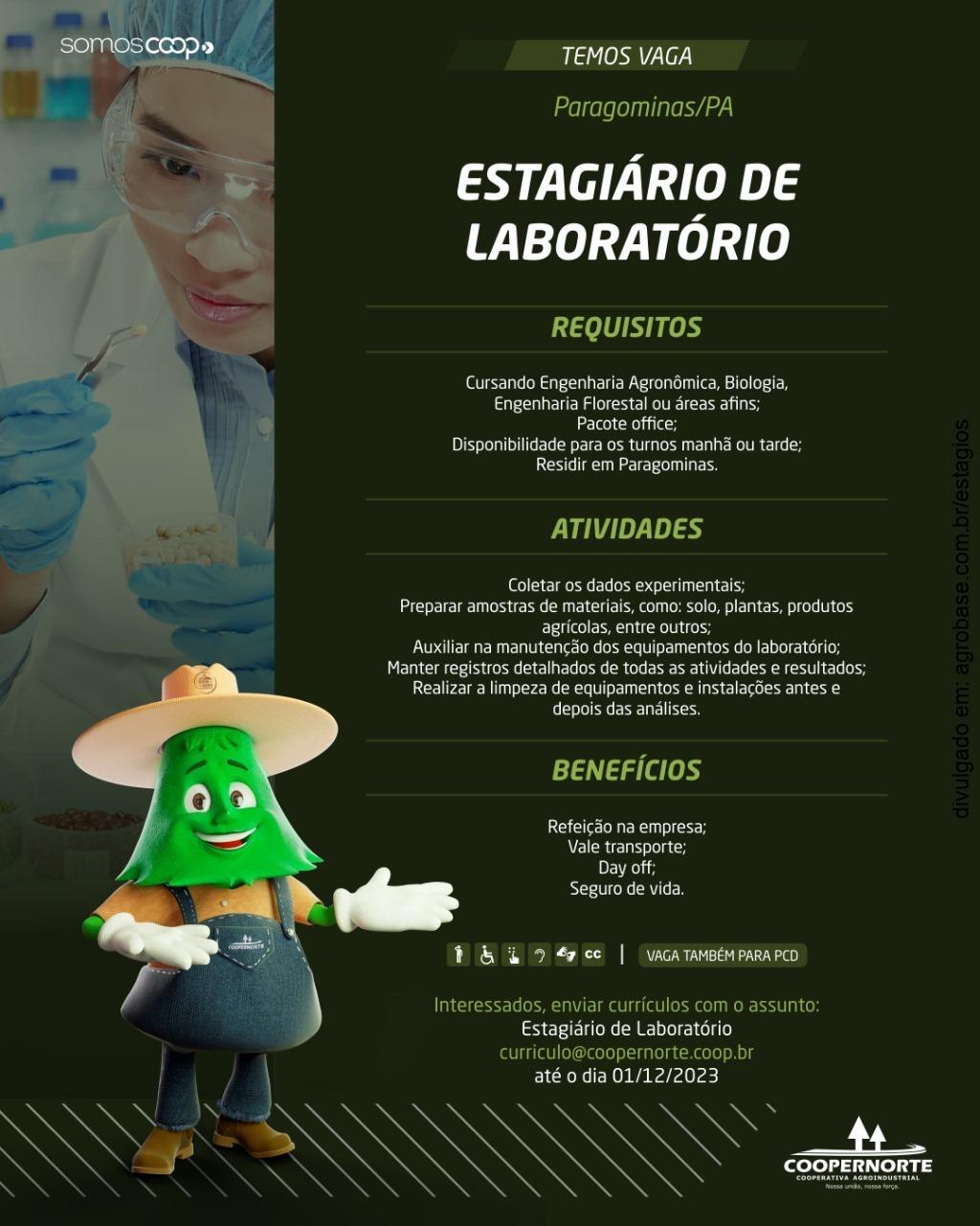 Estagiário de laboratório – Paragominas/PA
