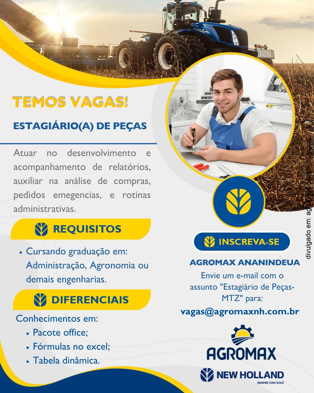 Estagiário de peças agrícolas – Ananindeua/PA