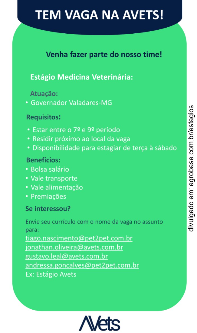 Estágio medicina veterinária – Governador Valadares/MG