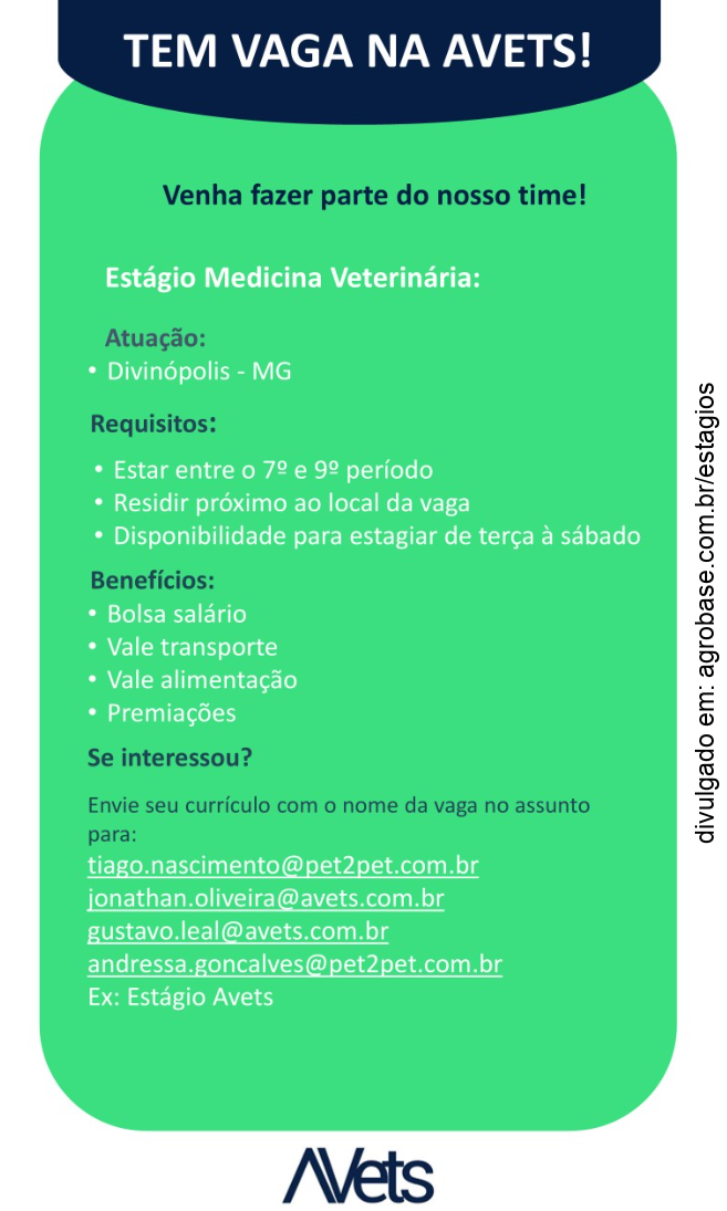 Estágio medicina veterinária – Divinópolis/MG