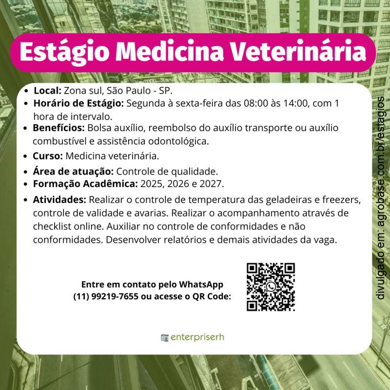 Estágio em medicina veterinária – São Paulo/SP [zona sul]