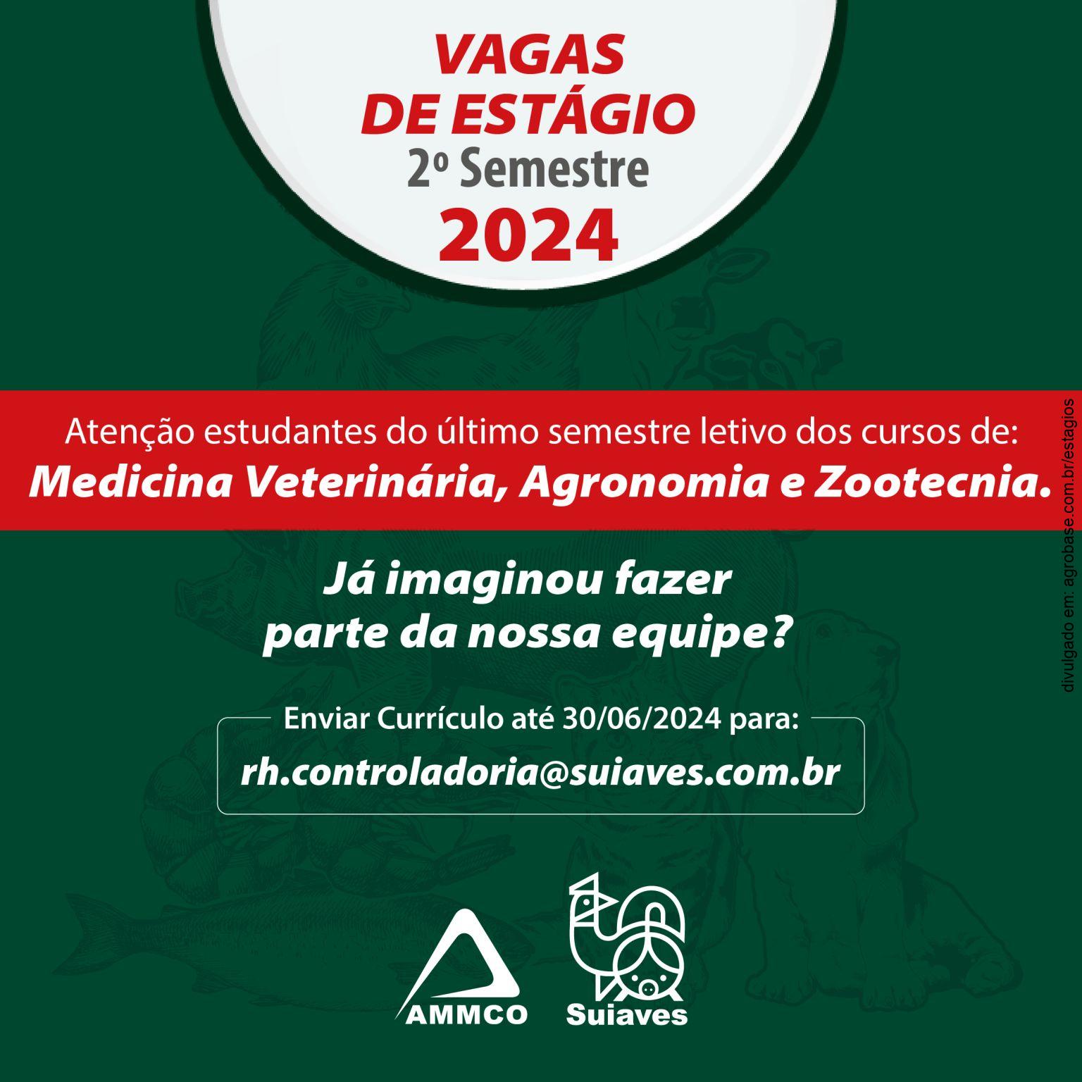 Estágio para estudantes de med. veterinária, agronomia e zootecnia – Piracicaba/SP