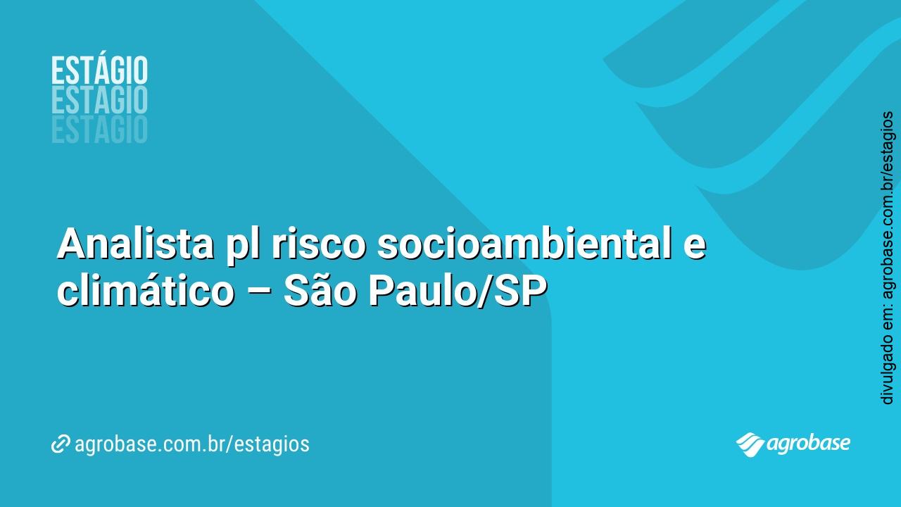 Analista pl risco socioambiental e climático – São Paulo/SP