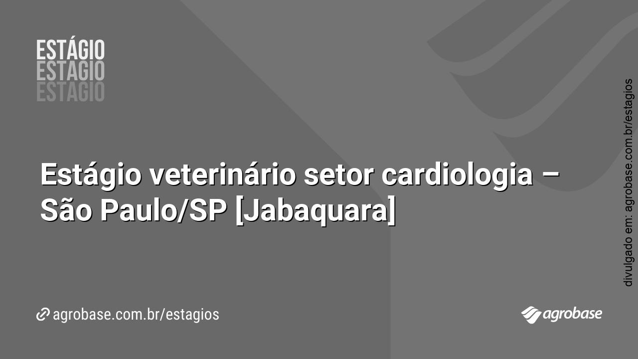 Estágio veterinário setor cardiologia – São Paulo/SP [Jabaquara]