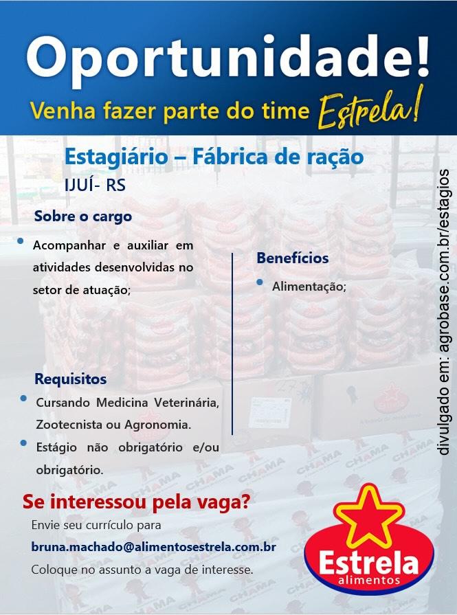 Imagem divulgação estágio em fábrica de ração