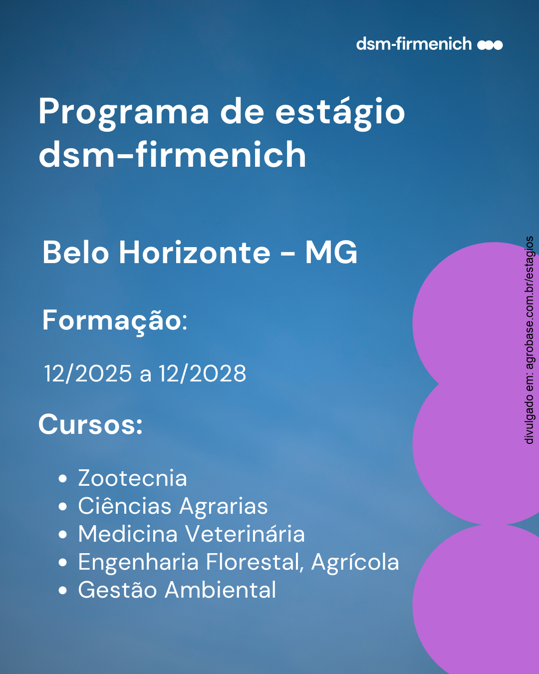 Programa de estágio Dsm-Firmenich – Belo Horizonte/MG