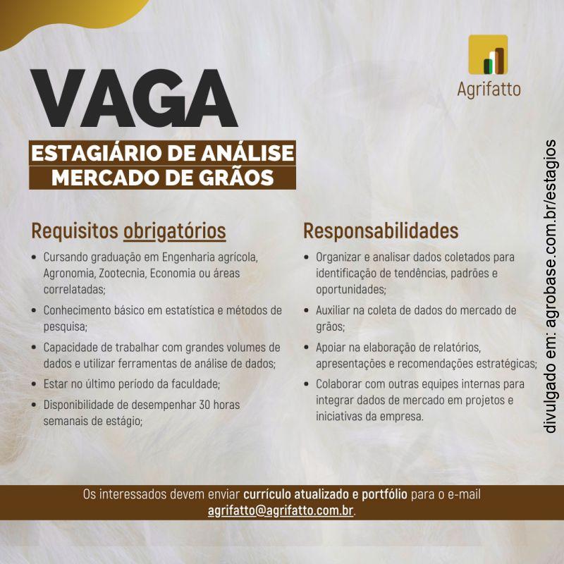 Estagiário de análise de mercado de grãos – home office