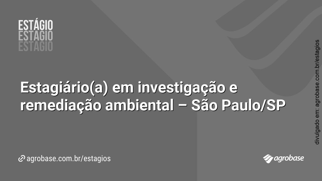 Estagiário(a) em investigação e remediação ambiental – São Paulo/SP