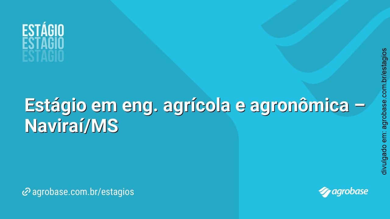 Estágio em eng. agrícola e agronômica – Naviraí/MS