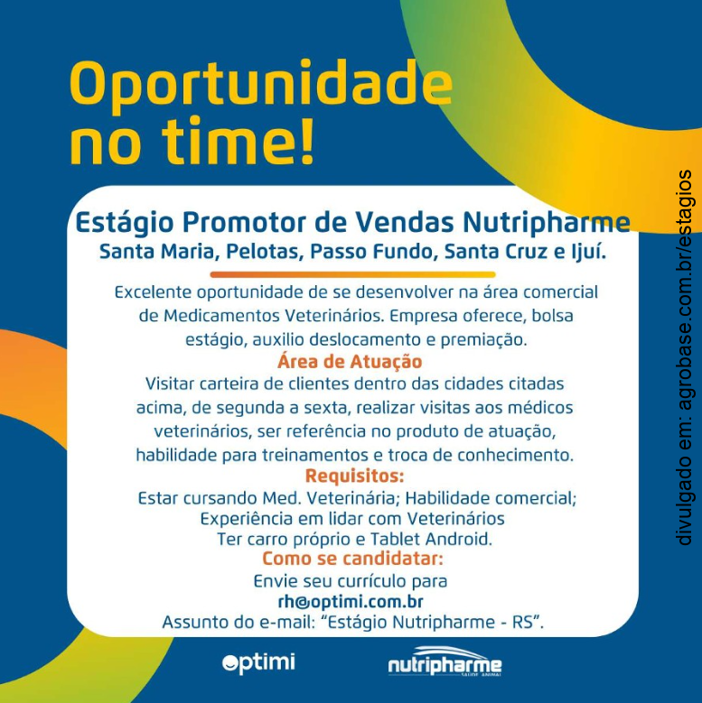 Estágio promotor de vendas Nutripharme – RS