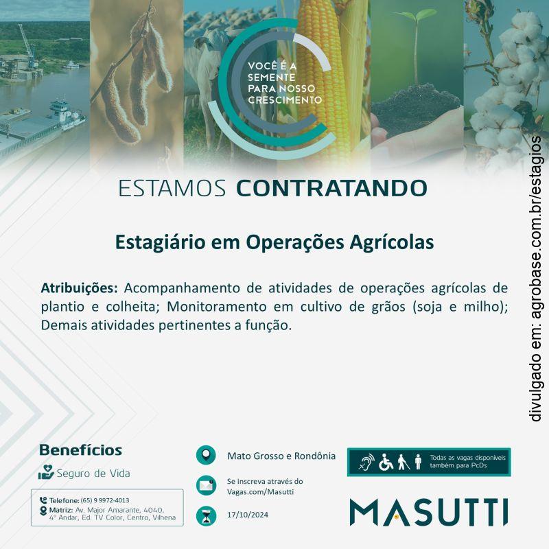 Estagiário em operações agrícolas – MT e RO