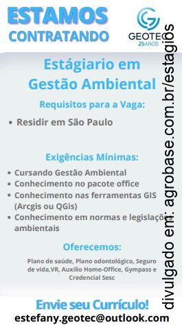 Estagiário em gestão ambiental – São Paulo/SP