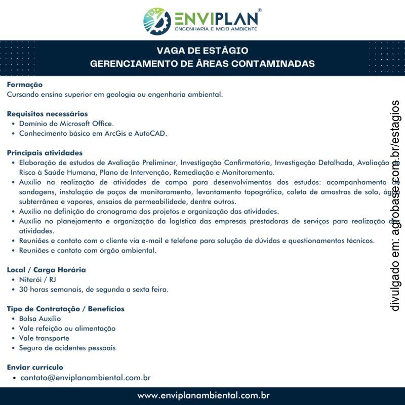 Estágio em gerenciamento de áreas contaminadas – Niterói/RJ