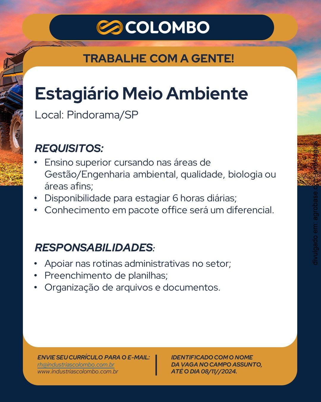 Estagiário meio ambiente – Pindorama/SP