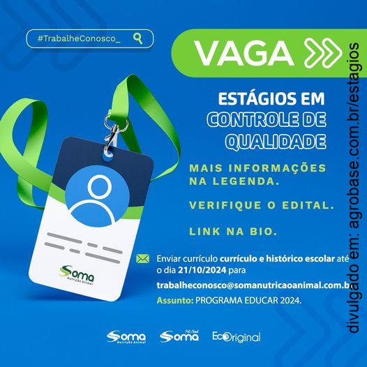 Estágio em controle de qualidade – Rio Pomba/MG