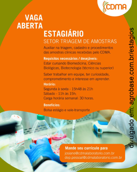 Estagiário setor triagem de amostras – Belo Horizonte/MG