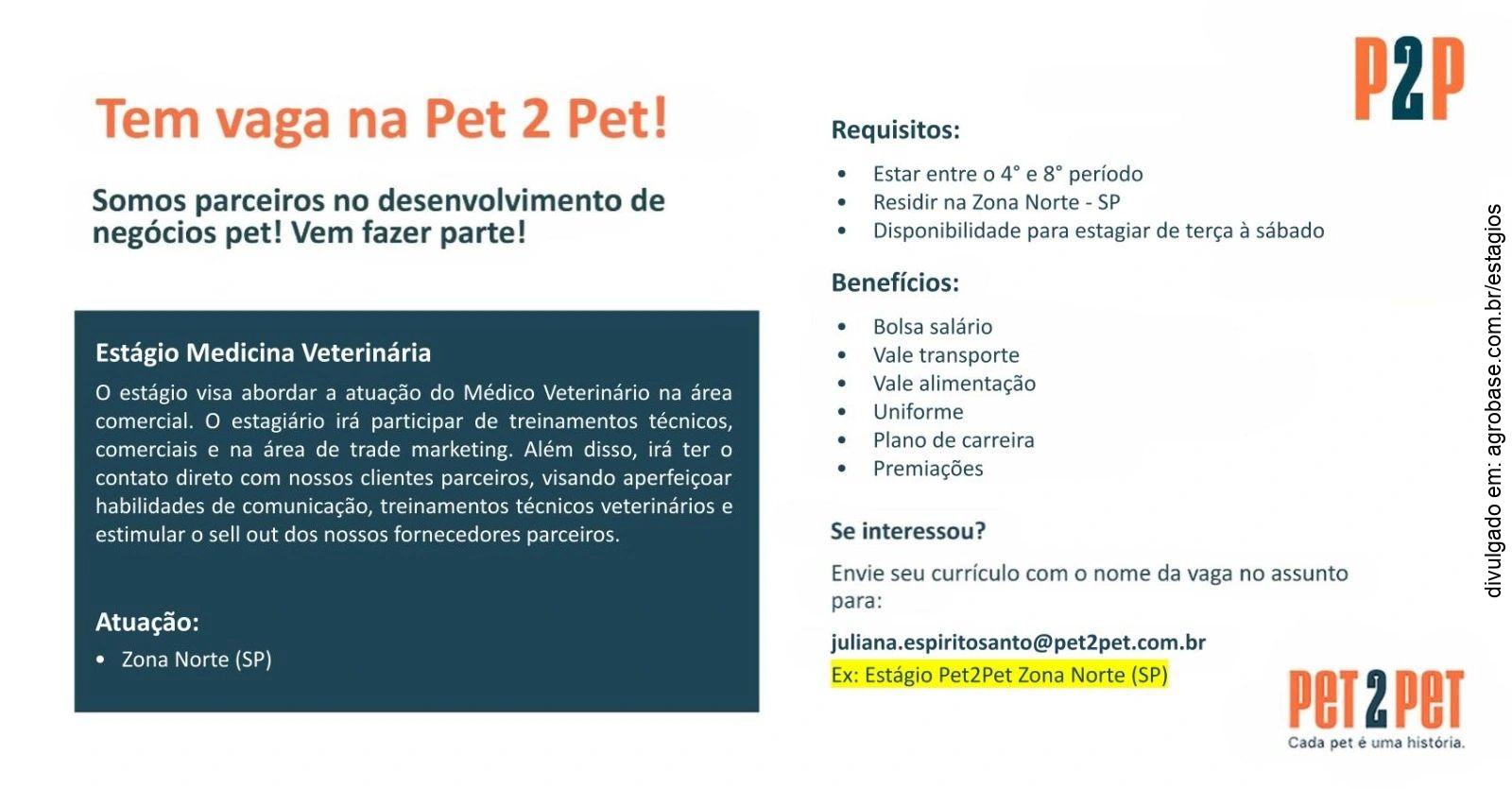 Estágio medicina veterinária – São Paulo/SP [zona norte]