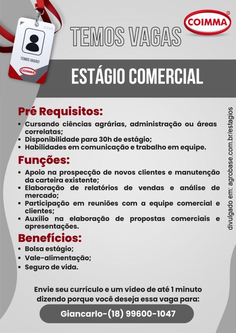 Estágio comercial – Dracena/SP