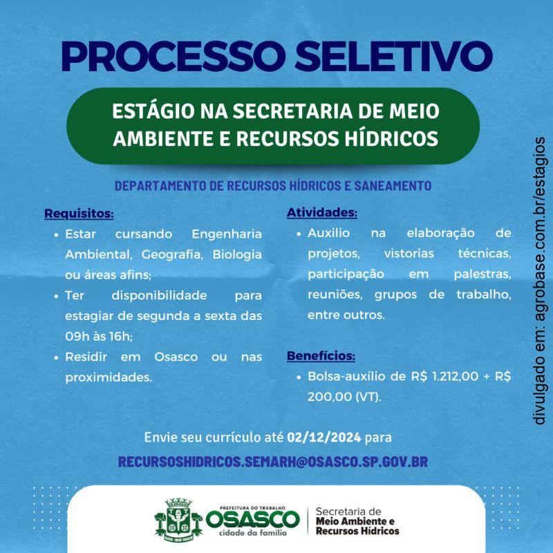 Estágio na secretaria de meio ambiente e recursos hídricos – Osasco/SP