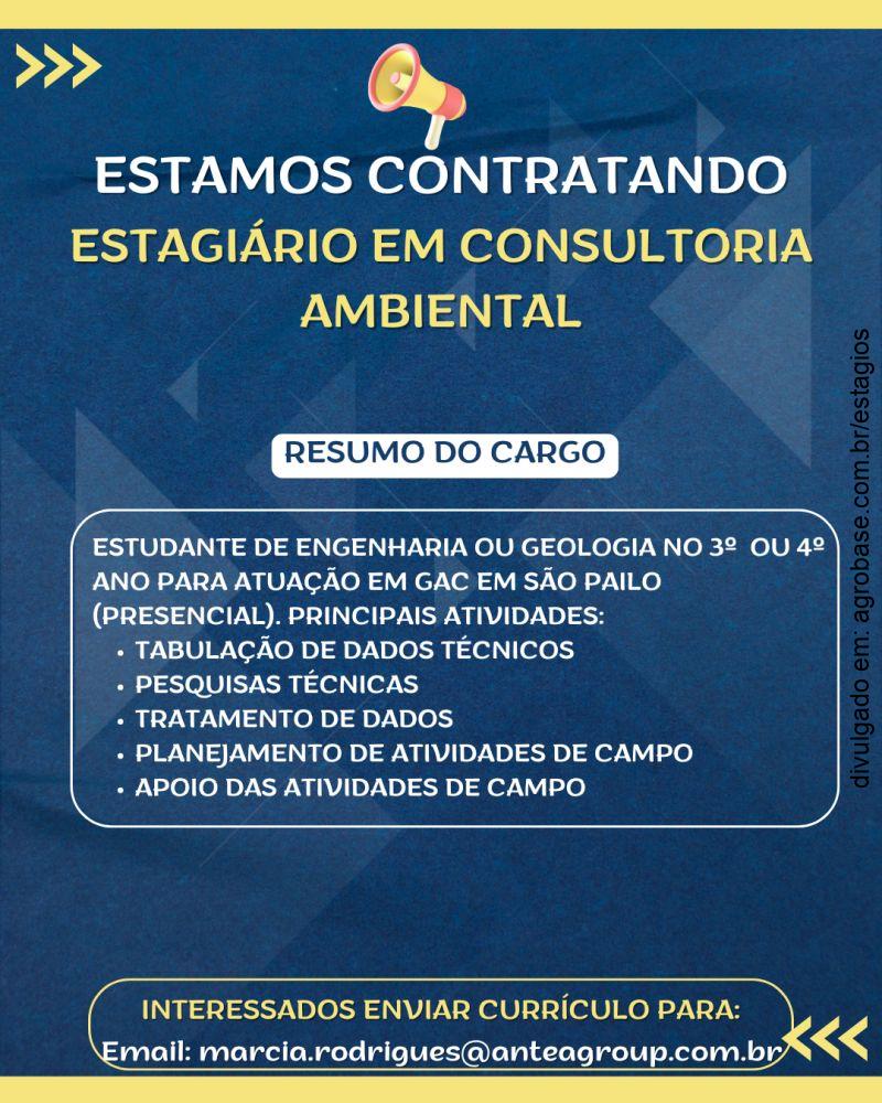 Estagiário em consultoria ambiental – São Paulo/SP