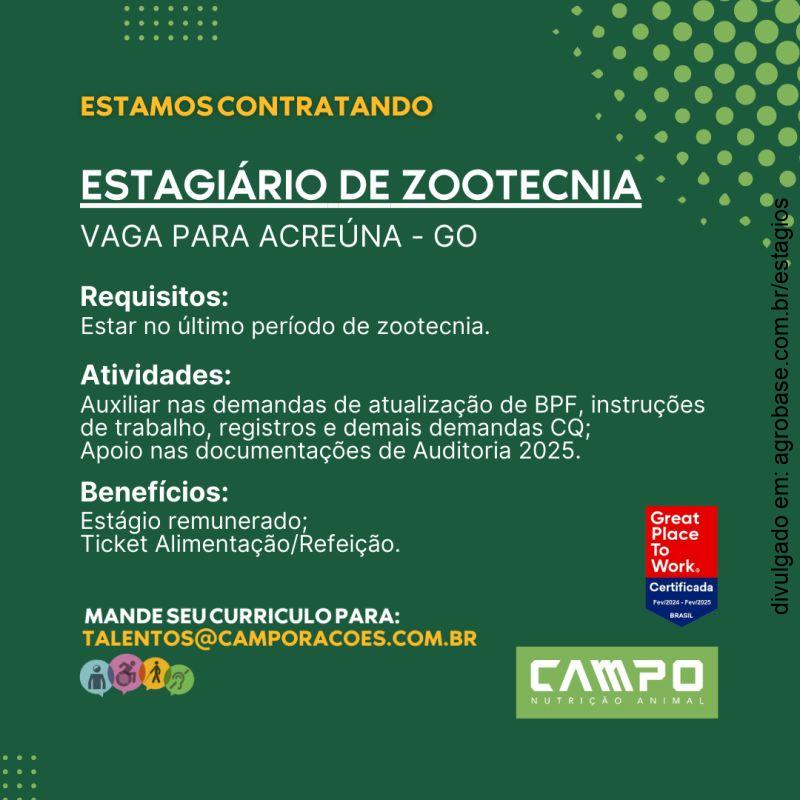 Estagiário de zootecnia – Acreúna/GO