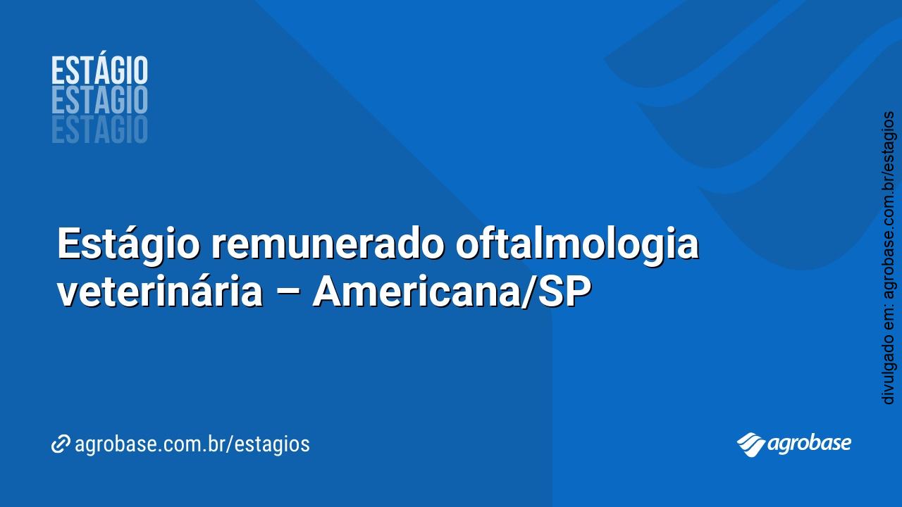 Estágio remunerado oftalmologia veterinária – Americana/SP